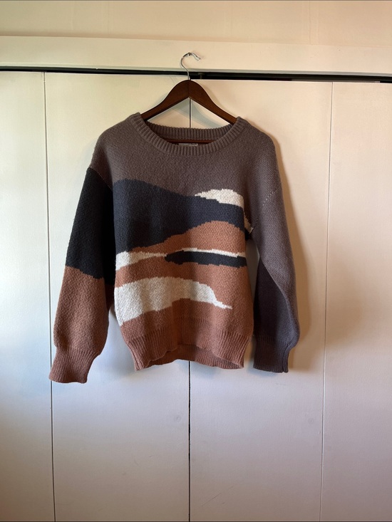 Universal Thread Sweaters - Universal Thread Women's Crewneck Colorblock Sweater in Brown, Gray, Cream
